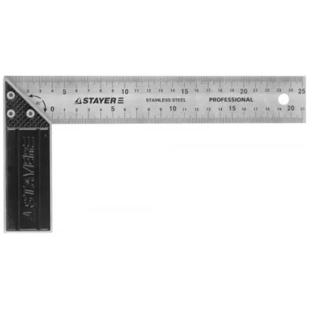 Угольник STAYER &quot;PROFI&quot; столярный, гравированная шкала, нержавеющее полотно 37мм, 250мм 3431-25_z01 купить в Тобольске