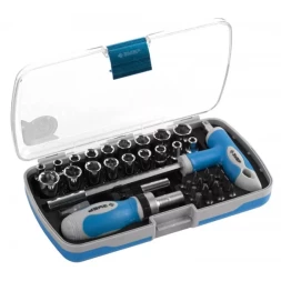 Набор ЗУБР Отвертка "ЭКСПЕРТ" реверс. с насадками, 2-хкомп. ручка, битодерж. с Т-образ. ручкой, в пласт.боксе, 38пред. 25289-H38