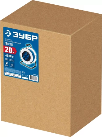 ЗУБР ПВС-325, ПВС, 3 x 2.5 мм2, 20 м, 4000 Вт, IP44, силовой удлинитель на стальной катушке, Профессионал (55102-20) купить в Тобольске