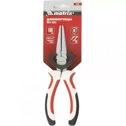 Длинногубцы White Nickel 180 мм прямые никелированные трехкомпонентные рукоятки MATRIX 17189 купить в Тобольске