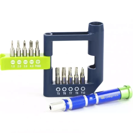 Отвёртка для точных работ с набором бит 21 штук CrV Сибртех 13334 купить в Тобольске