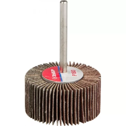 Круг шлифовальный ЗУБР &quot;МАСТЕР&quot; веерный лепестковый, на шпильке, тип КЛО, зерно-электрокорунд нормальный, P180, 15х30мм 36600-180 купить в Тобольске