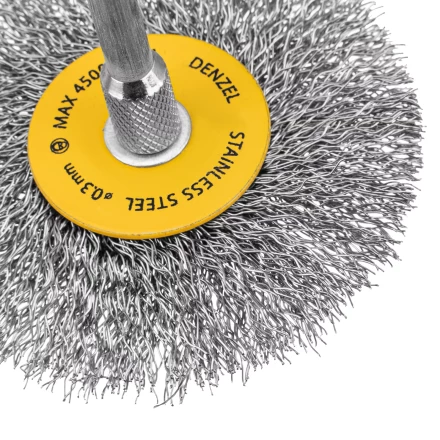 Набор щеток для дрели, 5 Плоских 25-38-50-63-75 мм, шпилька, нерж. вит. проволока Denzel 74495 купить в Тобольске