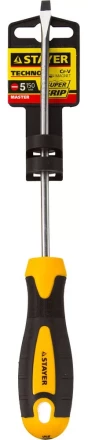 Отвертка STAYER &quot;MASTER&quot; &quot;ТECHNO&quot;, двухкомпонентная рукоятка, магнитный наконечник, Cr-V, SL5,0x150мм 2507-05-15_z02 купить в Тобольске