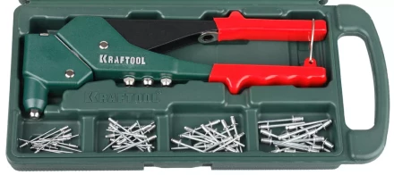 Заклепочник поворотн. 360°, KRAFTOOL &quot;RX-7&quot; 31176-H6, d=2,4-4,8 мм - Al и сталь, d=2,4-4,0 - нерж сталь, в боксе, с набором заклепок 31176-H6 купить в Тобольске