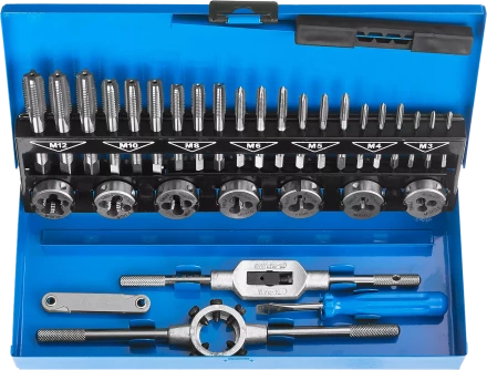 Наборы комплектных метчиков и плашек сталь Р6М5 серия ПРОФЕССИОНАЛ купить в Тобольске