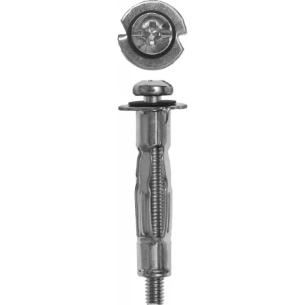 Анкер ЗУБР для пустотелых конструкций оцинкованный, с винтом PH2&amp;SL, М5х52х21мм, ТФ6, 2шт 4-302476-05-052 купить в Тобольске