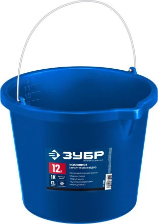 ЗУБР 12 л, первичный высокопрочный пластик, с носиком, усиленное строительное ведро, Профессионал (06091-12) купить в Тобольске