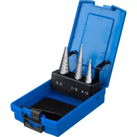 Набор ЗУБР ступенчатых сверл по сталям и цвет. мет. ст. Р6М5, d=3-14мм, 12ступ. d=4-12мм 5 ступ., d=6-20мм 14ступ. 29670-3-20-H3_z01 купить в Тобольске