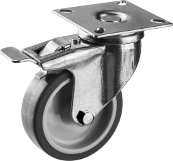 Колеса поворотные с тормозом из термопластичной резины с полипропиленовым диском серия ПРОФЕССИОНАЛ