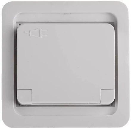 Розетка СВЕТОЗАР &quot;ГАММА&quot; одинарная с крышкой, с заземлением, цвет белый,16А/~250В SV-54110-W купить в Тобольске