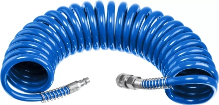 ЗУБР 5 м, 8 х 12 мм, 15 бар, воздушный спиральный шланг с фитингами рапид, Профессионал (6472-05) купить в Тобольске