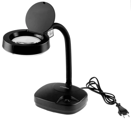 Лупа STAYER &quot;PROFESSIONAL&quot; с подсветкой на гибком штативе, 3-х/8-и кратная, питание от сети 220В 40531 купить в Тобольске