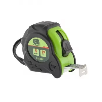 Рулетка Графит, обрезиненный корпус, амортизатор, 5 м х 19 мм  СИБРТЕХ 32531 купить в Тобольске