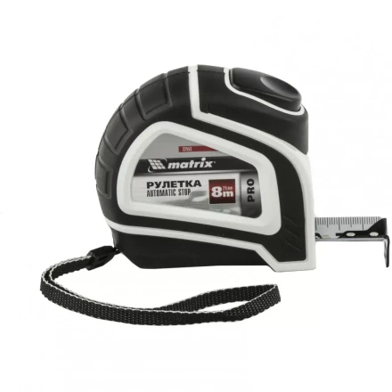 Рулетка Autostop 8 м х 25 мм двухкомпонентный корпус автоматическая фиксация MATRIX 32553 купить в Тобольске