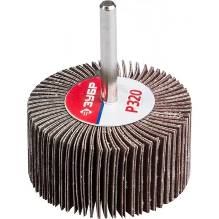 Круг шлифовальный ЗУБР &quot;МАСТЕР&quot; веерный лепестковый, на шпильке, тип КЛО, зерно-электрокорунд нормальный, P320, 30х60мм 36602-320 купить в Тобольске