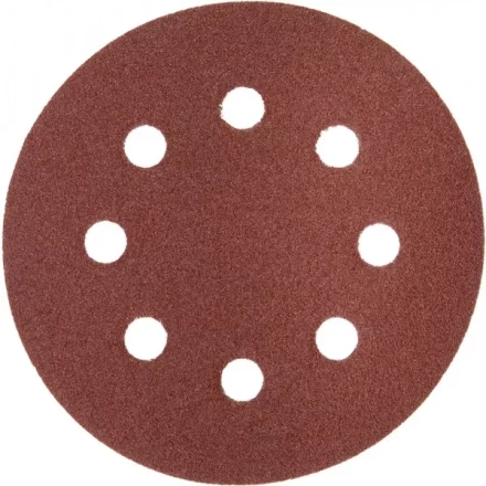 Круг шлифовальный ЗУБР &quot;МАСТЕР&quot; универсальный, из абразивной бумаги на велкро основе, 8 отверстий, Р120, 125мм, 5шт 35562-125-120 купить в Тобольске