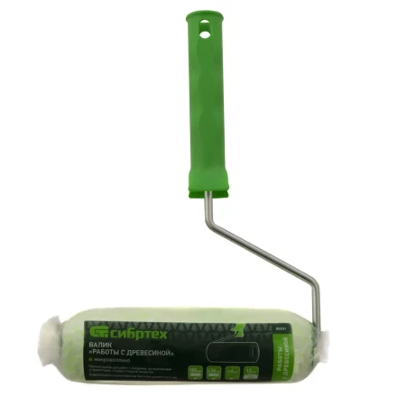 Валик &quot;Работы с древесиной&quot;, 180 мм, ворс 12 мм, D - 36 мм, D ручки - 6 мм, микроволокно Сибртех 80251 купить в Тобольске