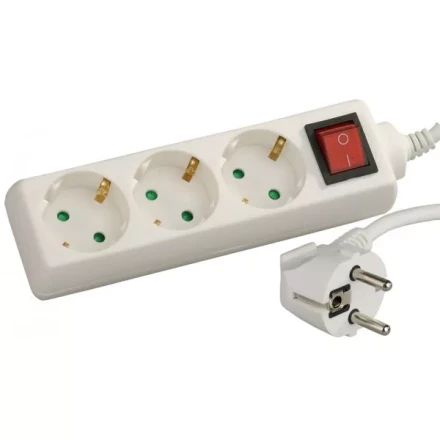 Удлинитель СВЕТОЗАР электрический с заземлением, выключателем, евро, с защитными шторками, 3 гнезда, 3м SV-55035-3 купить в Тобольске