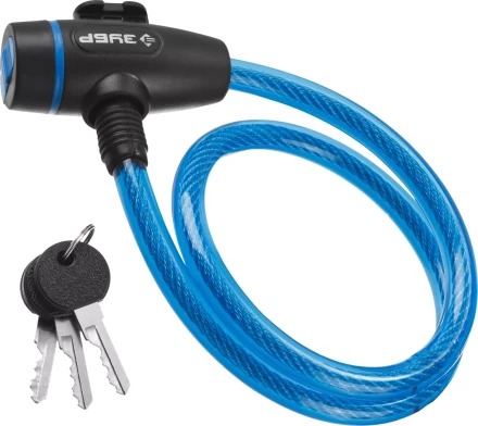 Замок ЗУБР &quot;ПРОФЕССИОНАЛ&quot;, тросовый, 3 ключа в комплекте, длина троса 650мм, d 10мм 37261-65_z01 купить в Тобольске