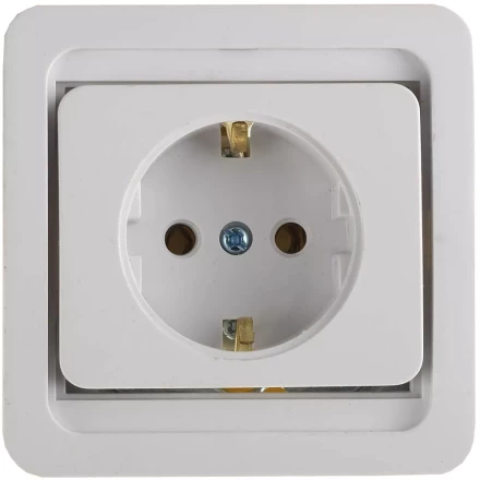 Розетка СВЕТОЗАР &quot;ГАММА&quot; одинарная, с заземлением, цвет белый, 16А/~250В SV-54105-W купить в Тобольске