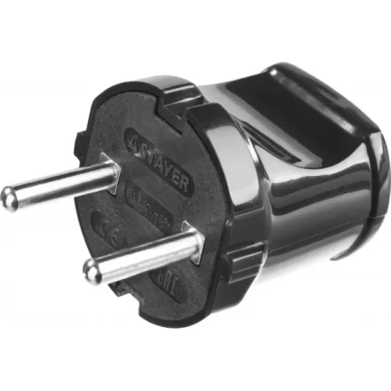Вилка MAXElectro электрическая, 6А/220В, черная, STAYER 55150-B купить в Тобольске