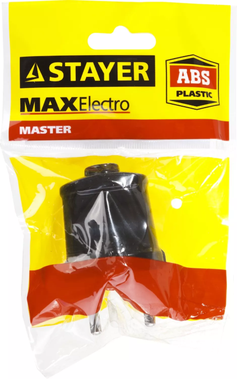 Вилка MAXElectro электрическая, 6А/220В, черная, STAYER 55150-B купить в Тобольске