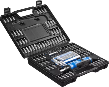 Набор ЗУБР &quot;ЭКСПЕРТ&quot;: Отвертка реверсивная с магнитным битодержателем и отсеком для бит в рукоятке, Cr-V, 130 предметов 25237-H129 купить в Тобольске