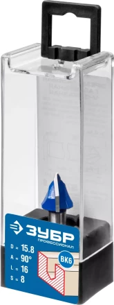 ЗУБР 15.8 x 16 мм, угол 90° мм, фреза пазовая галтельная V-образная, Профессионал (28752-15.8) купить в Тобольске