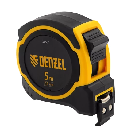 РулеткаDenzel 5м х 19мм, двухкомп. корпус, магнитный обрезиненный зацеп, 31531 купить в Тобольске