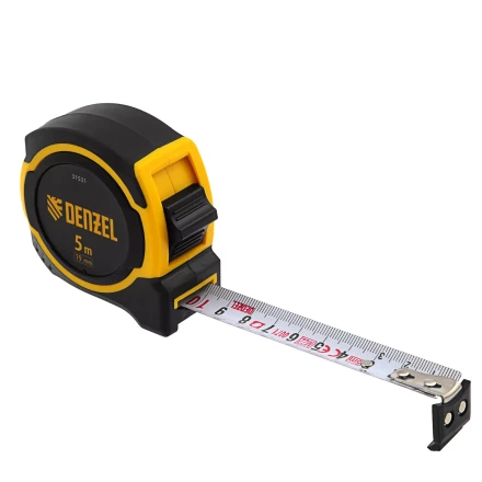 РулеткаDenzel 5м х 19мм, двухкомп. корпус, магнитный обрезиненный зацеп, 31531 купить в Тобольске