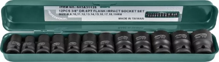 Набор головок торцевых ударных 3/8"DR 8-19мм  Jonnesway S03A3112S 12предметов 48505 купить в Тобольске