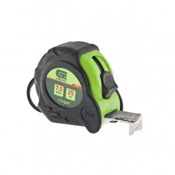 Рулетка Графит, обрезиненный корпус, амортизатор, 7,5 м х 25 мм  СИБРТЕХ 32533 купить в Тобольске