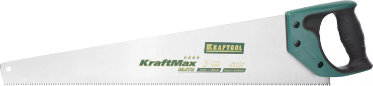 Ножовка для быстрого реза "KraftMax-7" 7 TPI, 500 мм, прямой крупный зуб, рез поперек волокон, для крупных и средних заготовок, KRAFTOOL 15224-55 купить в Тобольске