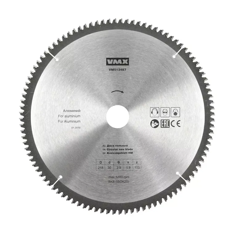 Диск пильный ф255х30 z100 алюминий VMX 512487 купить в Тобольске