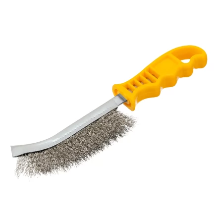 Щетка металлическая с пластмассовой ручкой, нержавеющая проволока Denzel 748287 купить в Тобольске