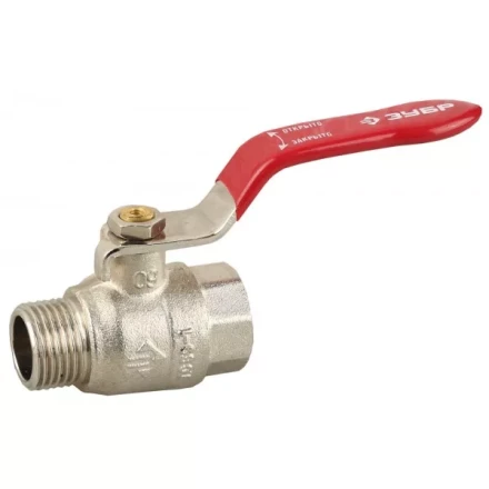 Кран ЗУБР шаровой 1/2&quot; полнопроходной &quot;мама-папа&quot;, ручка, никелированная латунь 51351-N-1/2 купить в Тобольске