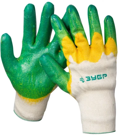 Перчатки ЗУБР &quot;МAСTEP&quot; трикотажные, х/б, двойная обливная ладонь из латекса, S-M 11459-S купить в Тобольске