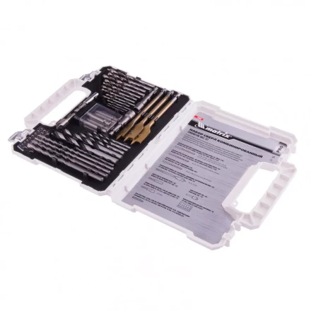 Набор сверл комбинированный по металлу 1-6,5 мм бетону 4-8 мм дереву 4-10 мм перки биты 20 шт адаптер головки 2 шт зенковка 50 предметов Pro Matrix 725650 купить в Тобольске