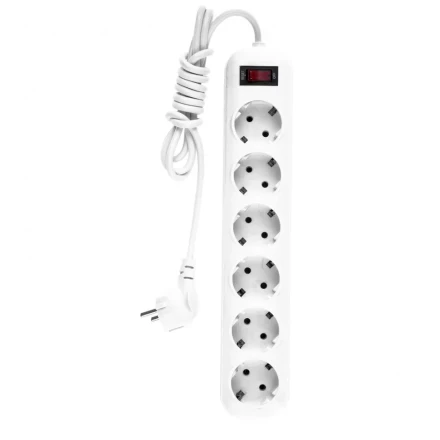 Удлинитель бытовой с заземлением и выключателем 2 м 6 розеток 10 A серия УХз10 Denzel 95980 купить в Тобольске