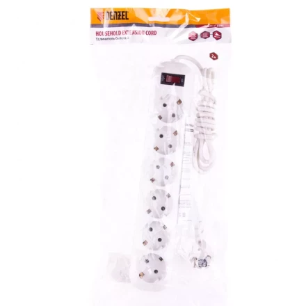 Удлинитель бытовой с заземлением и выключателем 2 м 6 розеток 10 A серия УХз10 Denzel 95980 купить в Тобольске