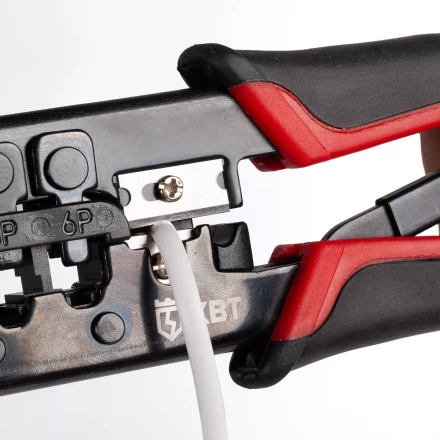 Кримпер многофункциональный КВТ JT-02 с 2 встроенными модулями для обжима RJ-45, RJ-12, RJ-11 (84626) купить в Тобольске