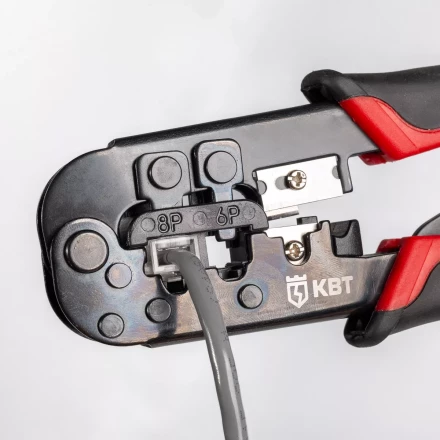 Кримпер многофункциональный КВТ JT-02 с 2 встроенными модулями для обжима RJ-45, RJ-12, RJ-11 (84626) купить в Тобольске