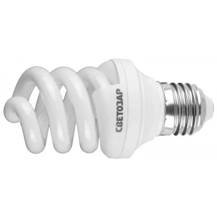 Энергосберегающая лампа СВЕТОЗАР &quot;ЭКОНОМ&quot; спираль,цоколь E27(стандарт),Т3,теплый белый свет (2700 К), 8000час, 9Вт(45) 44352-09_z01 купить в Тобольске