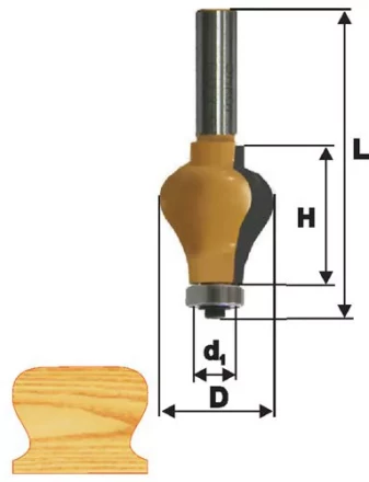 Фреза кромочная фигурная Ф32Х38 мм хвостовик 12 мм 46416 купить в Тобольске