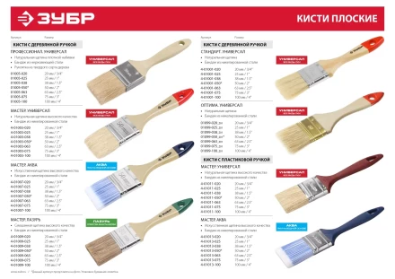 Кисть плоская ЗУБР &quot;УНИВЕРСАЛ-ОПТИМА&quot;, светлая щетина, деревянная ручка, 63мм 01099-063_z01 купить в Тобольске