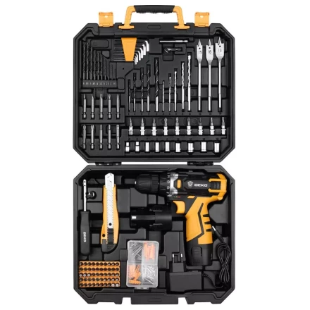 Дрель аккумуляторная DEKO DKCD12FU-Li, 063-4139 + набор 193 аксессуара купить в Тобольске