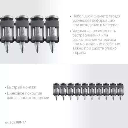 ЗУБР CN 17 х 2.7 мм, гвозди по бетону оцинкованные, 1000 шт (305388-17) купить в Тобольске