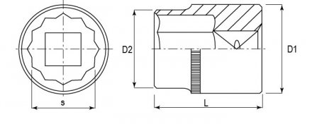 Головка торцевая 12-гранная 1/2&quot;DR 8 мм  S04H4908 Jonnesway 47406 купить в Тобольске