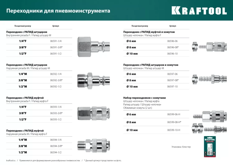 Переходники KRAFTOOL штуцер елочка - рапид штуцер (папа) 06597-06 купить в Тобольске